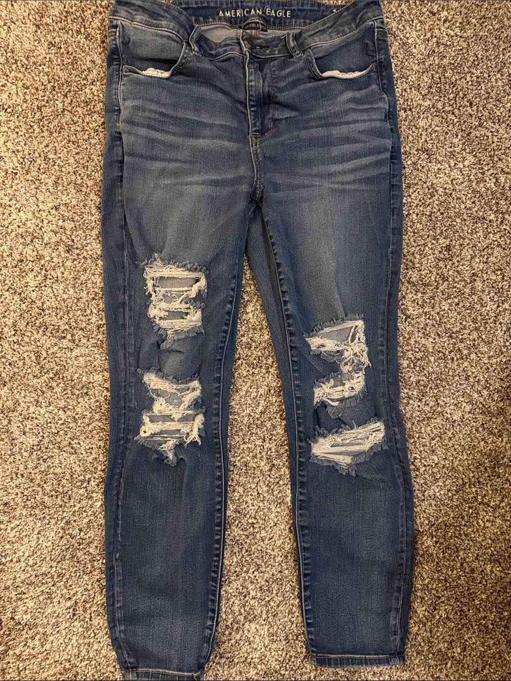 American Eagle Outfitters Blue Ripped Skinny Jeans - Women's